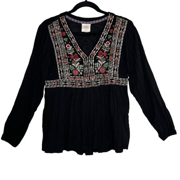 Knox Rose Tops - KNOX Rose Bohemian Embroidered Peasant Blouse small
